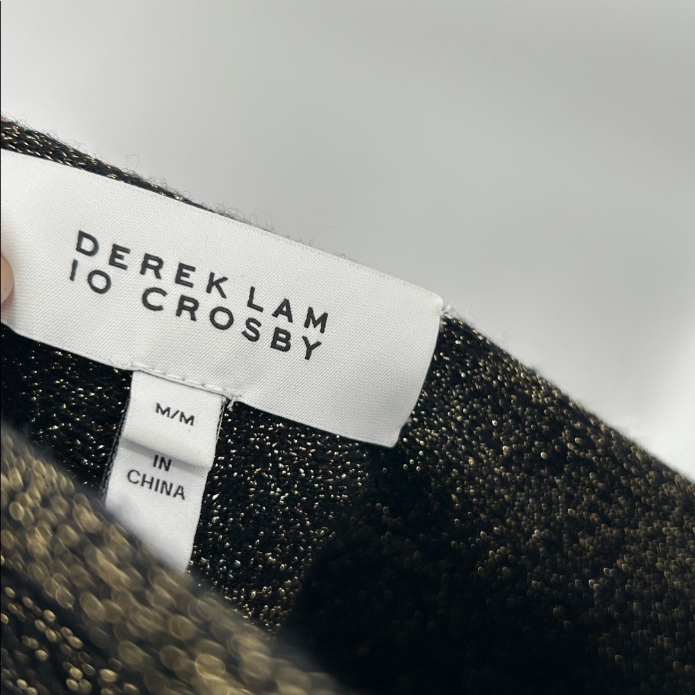 Derek Lam 10 Crosby Cross-Front Metallic Wool-Blend Sweater Black/Gold Size M - Picture 2 of 12
